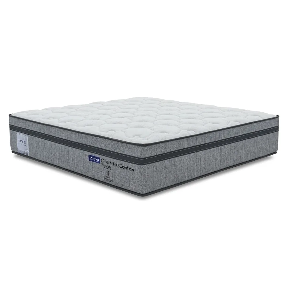 Colchão Queen Probel Molas Ensacadas Euro In 158x198x30cm Guarda Costas Stone Branco/Cinza