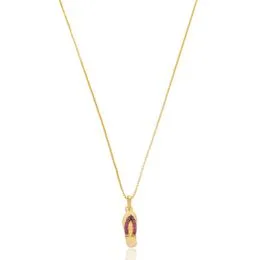 Gargantilha de Prata com Banho Chinelo com Zirconia Vermelha - GG22954