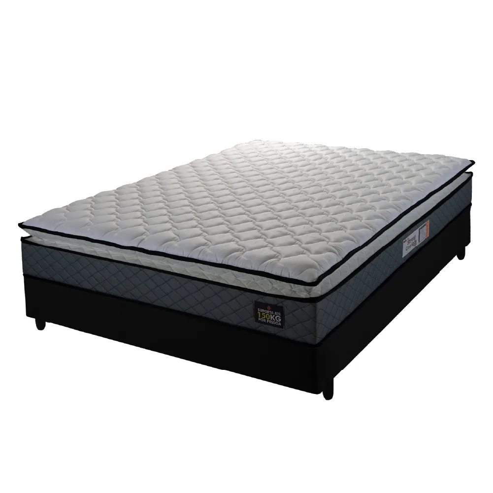 Cama Box Casal Colchão Espuma D33 Pillow Top Millenium 138x188x57cm Hellen - Suporta até 120 kg por Pessoa