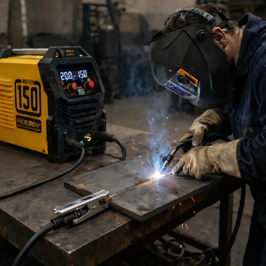 Máquina de Solda Multiprocesso MIG Flex 150a Pró Euro Bivolt MIG sem gás MMA TIG 60Hz