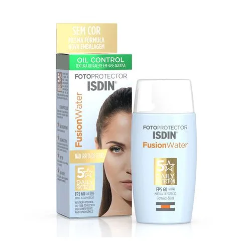 Protetor Solar Facial Fusion Water FPS 60 Sem Cor 50ml Isdin