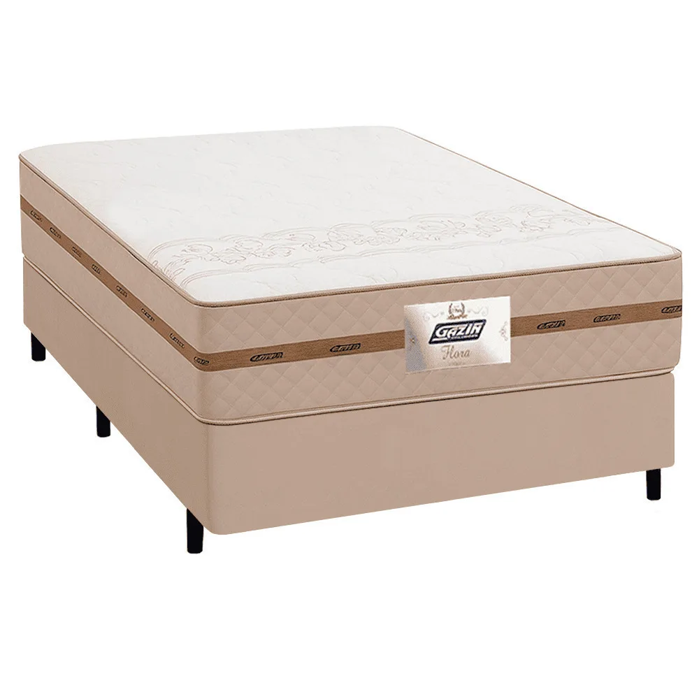 Cama Box Casal Colchão Gazin Molas Flora 138x188x60cm