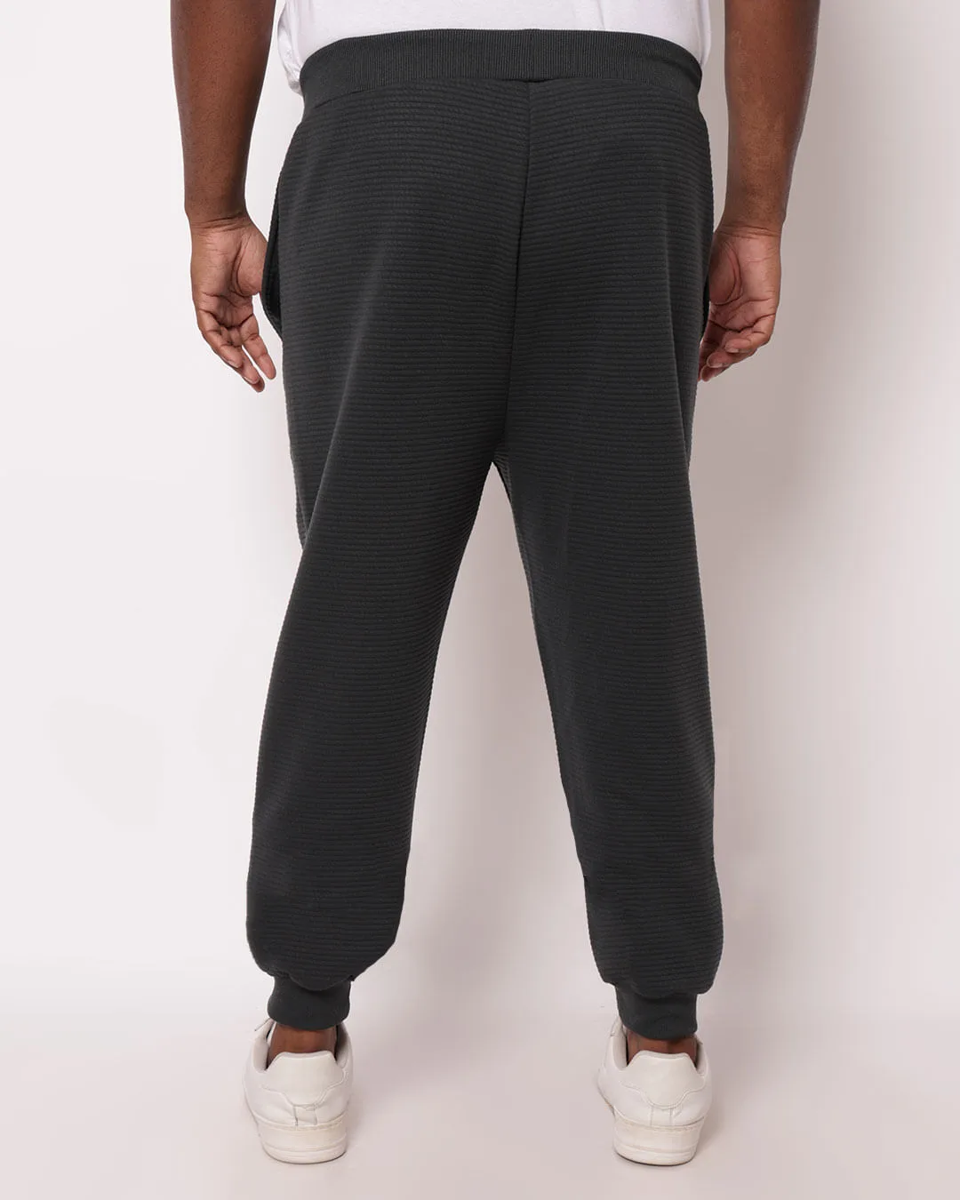Calça Moletom Plus Size Masculina Canelada Cinza
