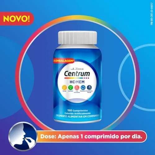 Centrum Homem Multivitaminico Diário com Magnésio, Vitamina D e Vitamina B12, 150 Comprimidos