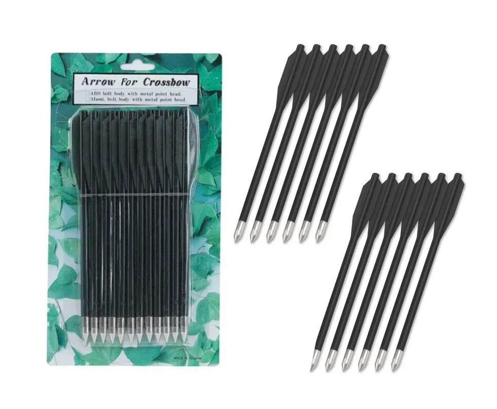 Kit 12 Flechas/ Seta 6,5" Para Balestra Pistola 50 - 80 libras - Preta - Man Kung
