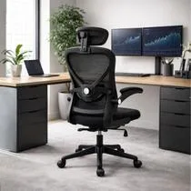 Cadeira de Escritório Secretária Ergonômica Apoio Lombar Cervical Apoio de Cabeça Regulável Giratória Rodinhas Iwmabru