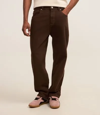 Calça Baggy em Sarja com Bolsos