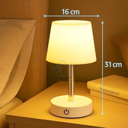 Abajur de Mesa LED Recarregável Touch 3 Níveis de Luz Luminária Portátil sem Fio Dimerizável com Base Antiderrapante Ideal para Quarto, Cabeceira, Escritório, Estudo – JP Varejo Online®