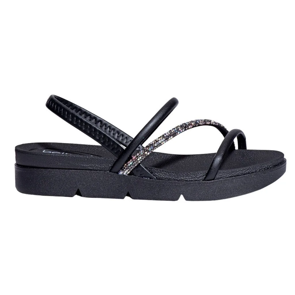 Sandalia Beira Rio Plataforma Tiras Com Strass Feminina