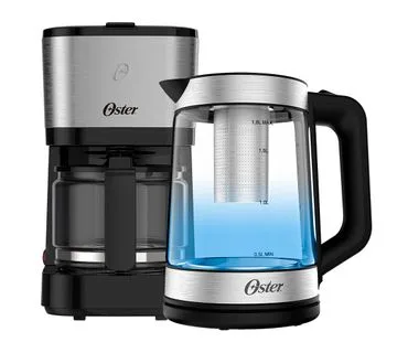 Kit-Chaleira-Eletrica-Oster-Tea-e-Cafeteira-Inox-Compacta