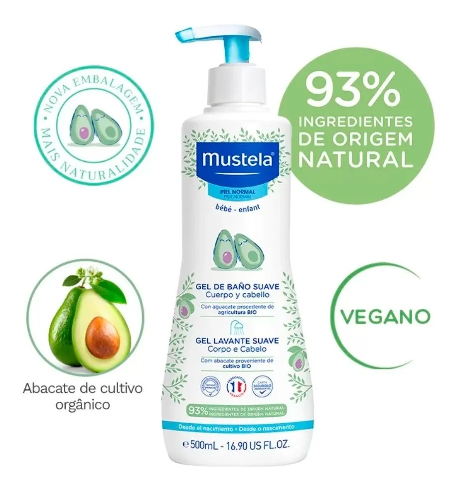 Mustela Gel Lavante Suave com Abacate Orgânico Bebê 500 ml