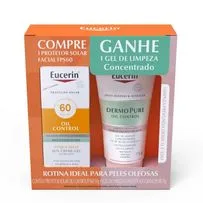 Kit Eucerin Protetor Solar Facial Oil Control FPS60 50g + Gel de Limpeza Concentrado Dermo Pure Oil Control 75g