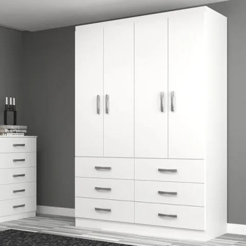Guarda Roupa Casal 4 Portas 6 Gavetas Treviso Yescasa