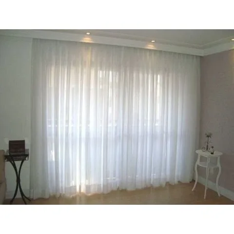 Cortina Voil Priori Sala Quarto 6,00x2,60 Ilhós Cromado - Branco