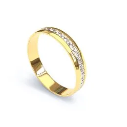 Aliança de Ouro 18K Bodas de Prata Diamantada - AS0043