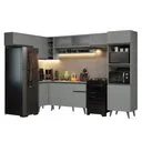 Armário de Cozinha Completa de Canto 465cm Cinza Nice Madesa 08