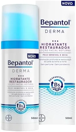 Bepantol Derma Hidratante Facial Noturno, Hidratante Restaurador, Pele Sensível e Seca, 50ml