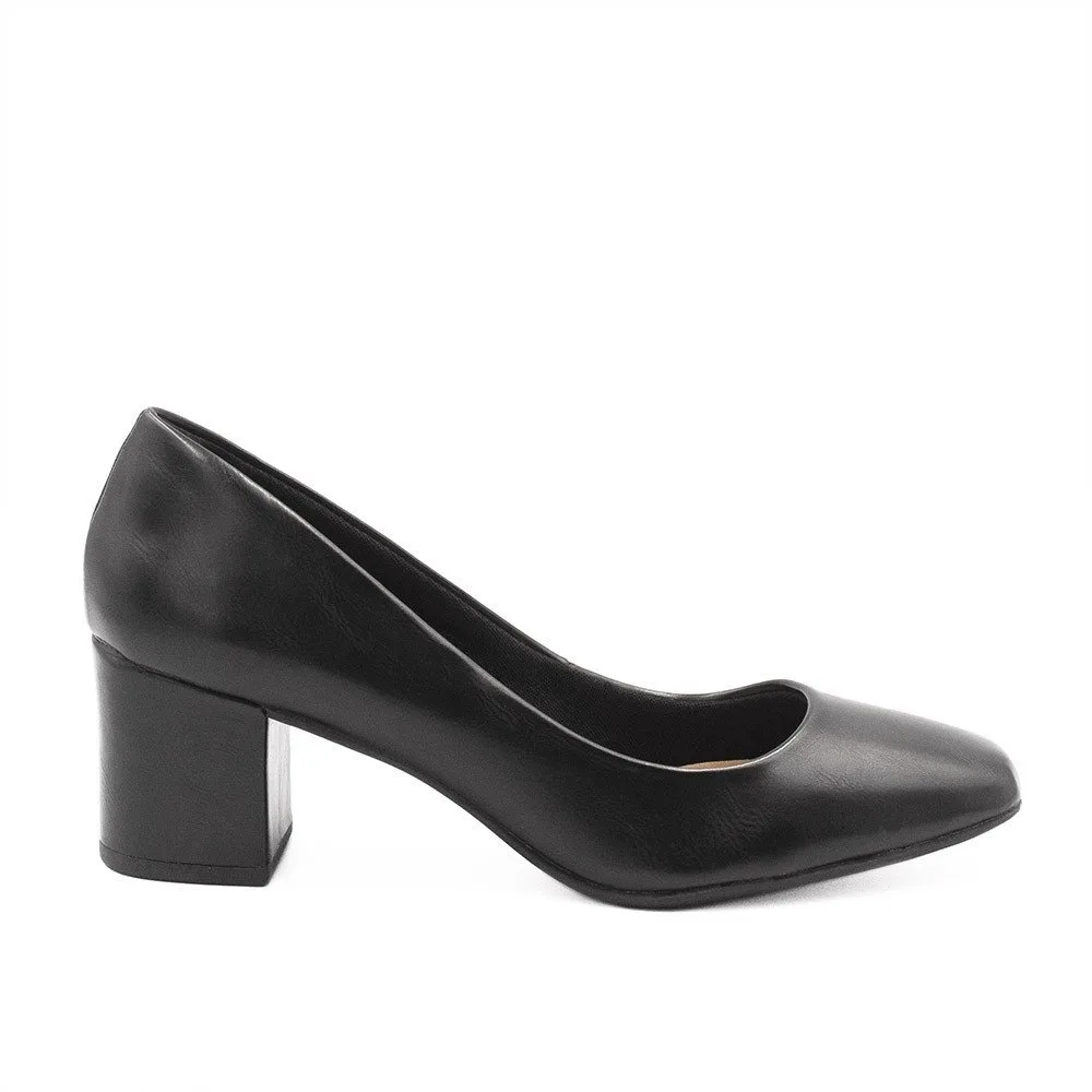 Sapato Retrô Zatta Bico Quadrado Heidi Preto Preto