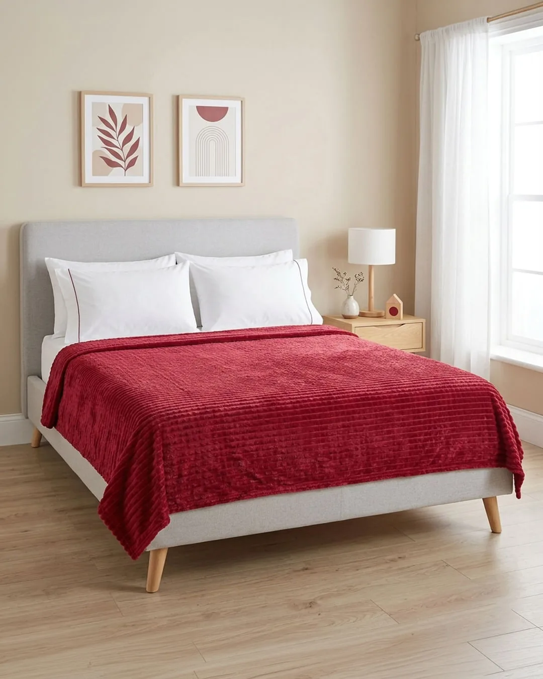 Manta Casal Flannel Fleece Arte&Cazza Quadriculado Rosa
