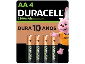 Pilha Recarregável AA Pequena Duracell Com 4 Unidades