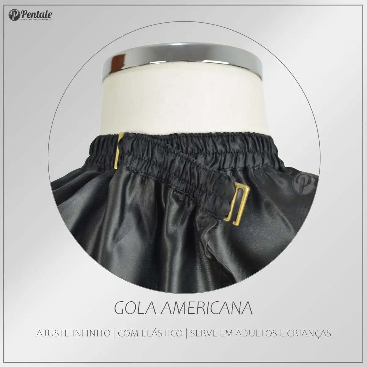 Capa De Corte Cabelo Pentale Com Presilha Cetim Preto