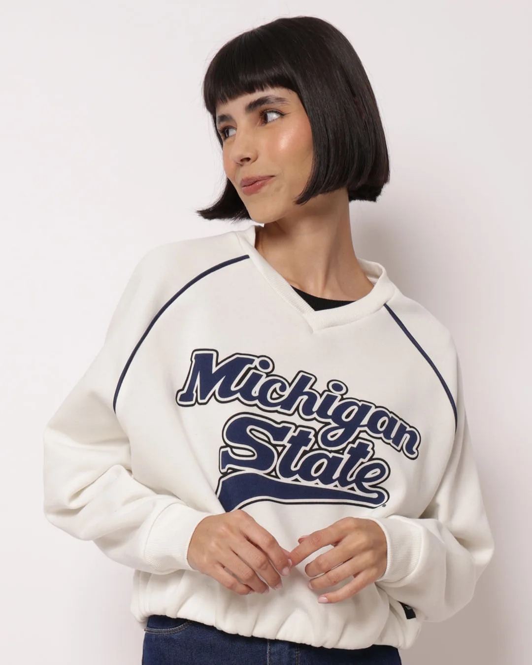 Blusão Moletom Feminino Michigan State Off White