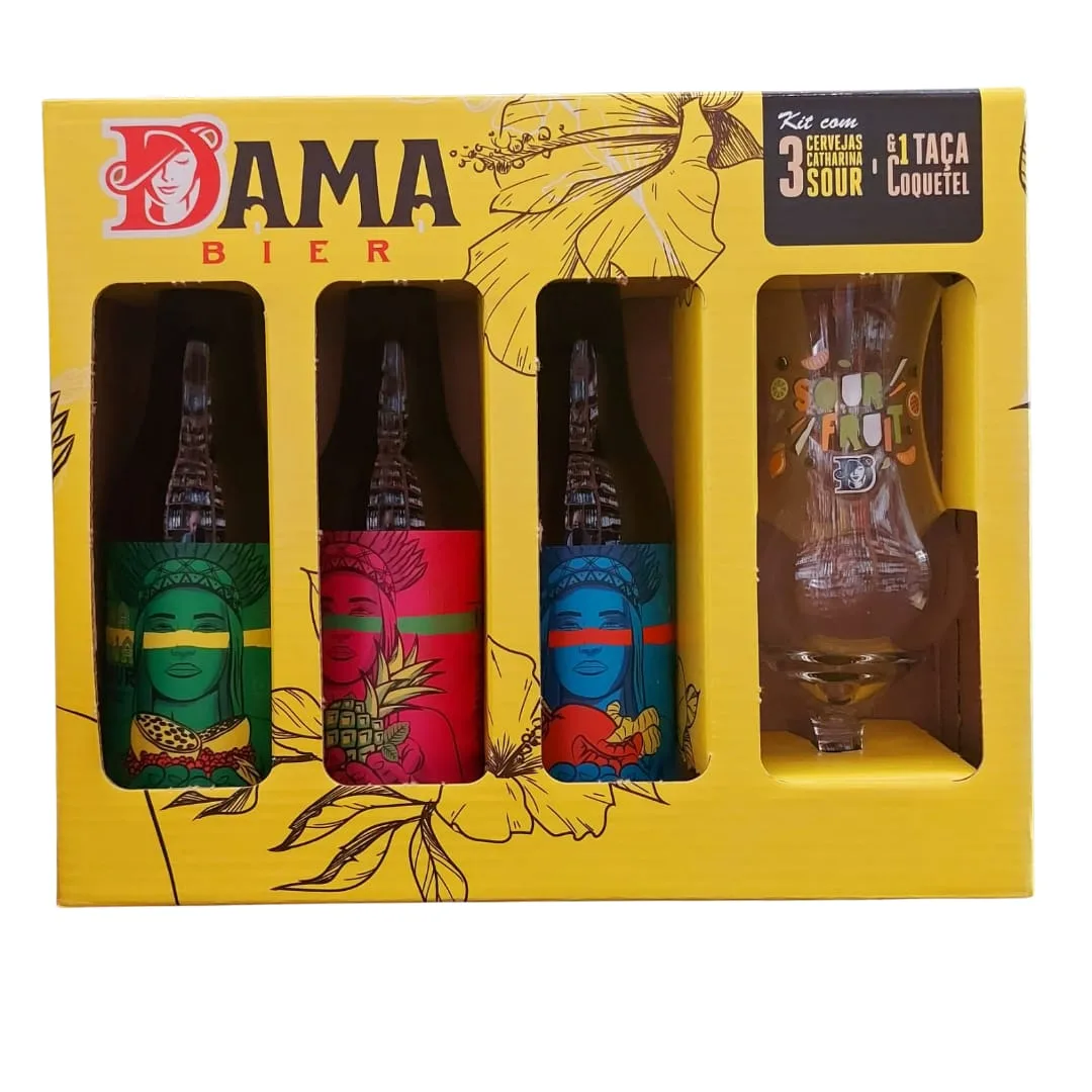 Kit Dama Bier Catharina Sour com 03 Garrafas 355 ml + 01 Taça