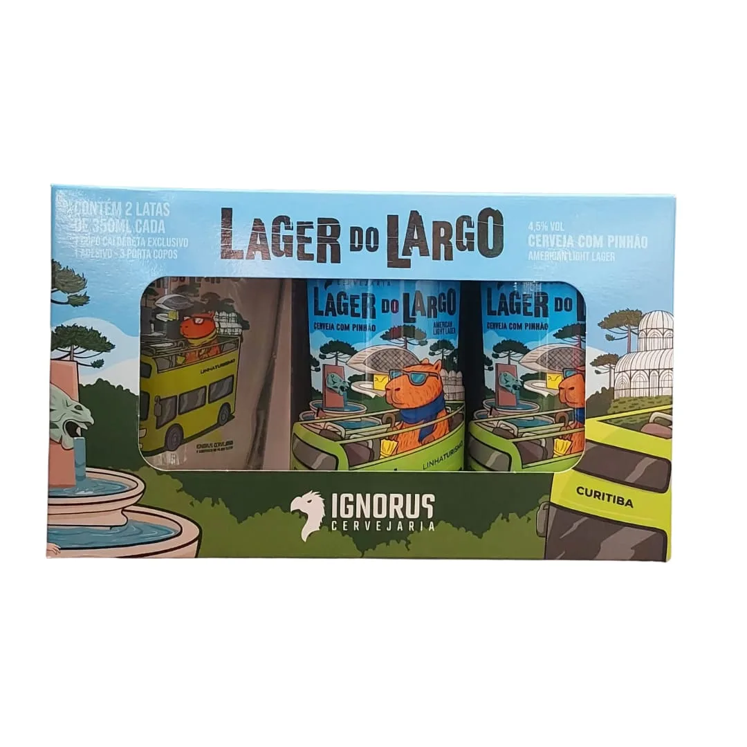 Kit Ignorus Lager do Largo com 02 Latas 350 ml + 01 copo