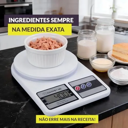 Gourmet Mix Balança de Cozinha Digital de Precisão até 10Kg Compacta para Receitas Doces e Salgadas, artesanato, delivery e laboratórios