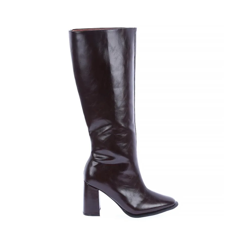 Claire - Bota Salto Bloco Cano Alto Rocha