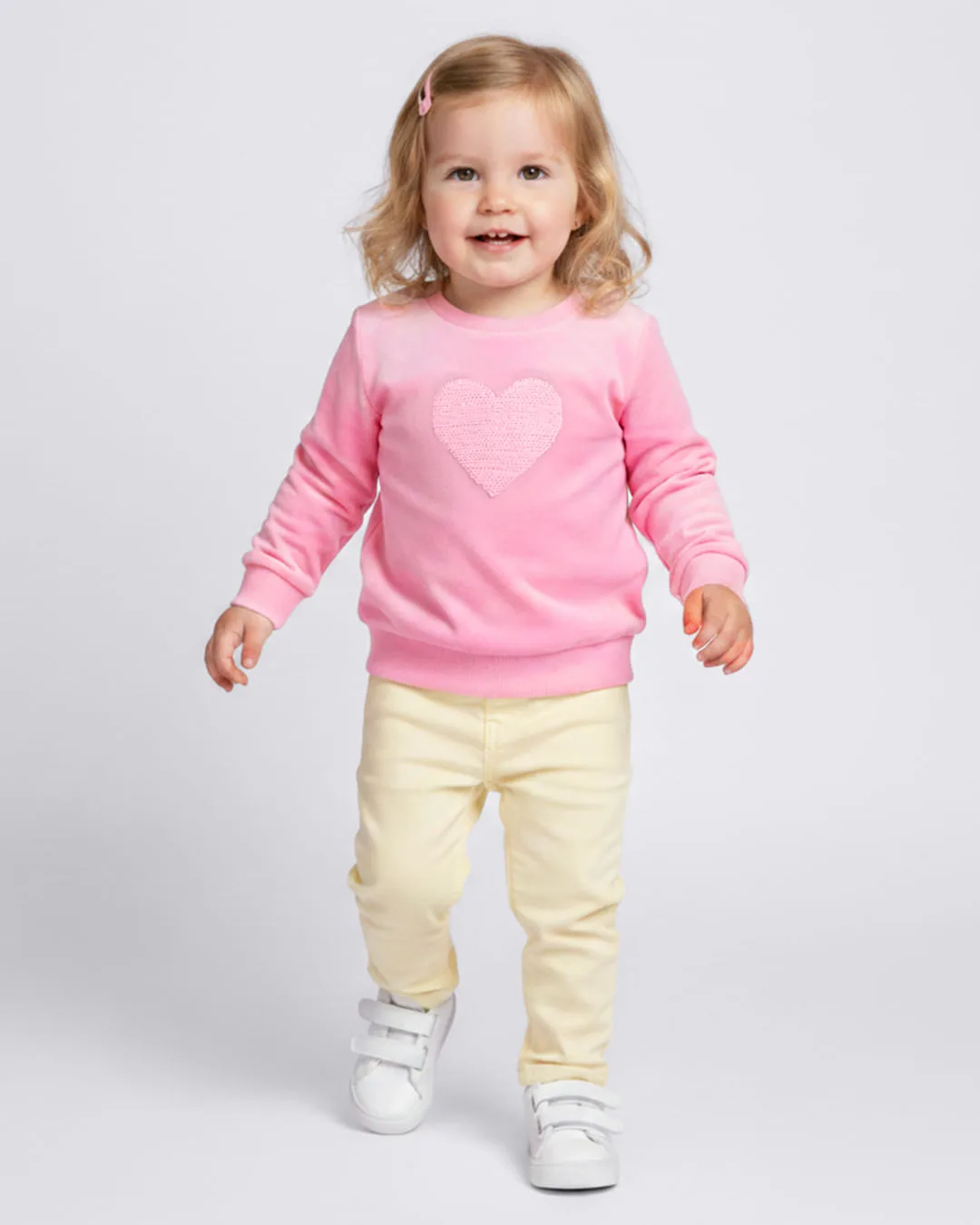 Blusão Bebê Plush com Paetê Coração Frontal Rosa