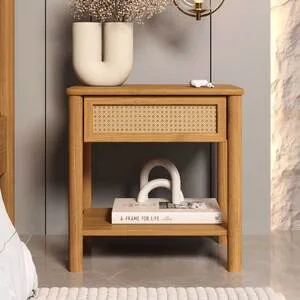 Mesa De Cabeceira Rattan 1 Gaveta 1 Nicho Madeira Freijó Cefi