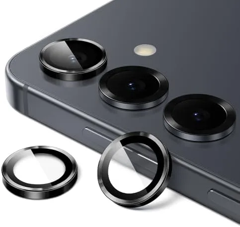 JETech Protetor de Lente de Câmera para Samsung Galaxy S25 5G, Tampa de Anel Individual de Vidro Temperado 9H, HD Transparente, 1 Conjunto (Preto)