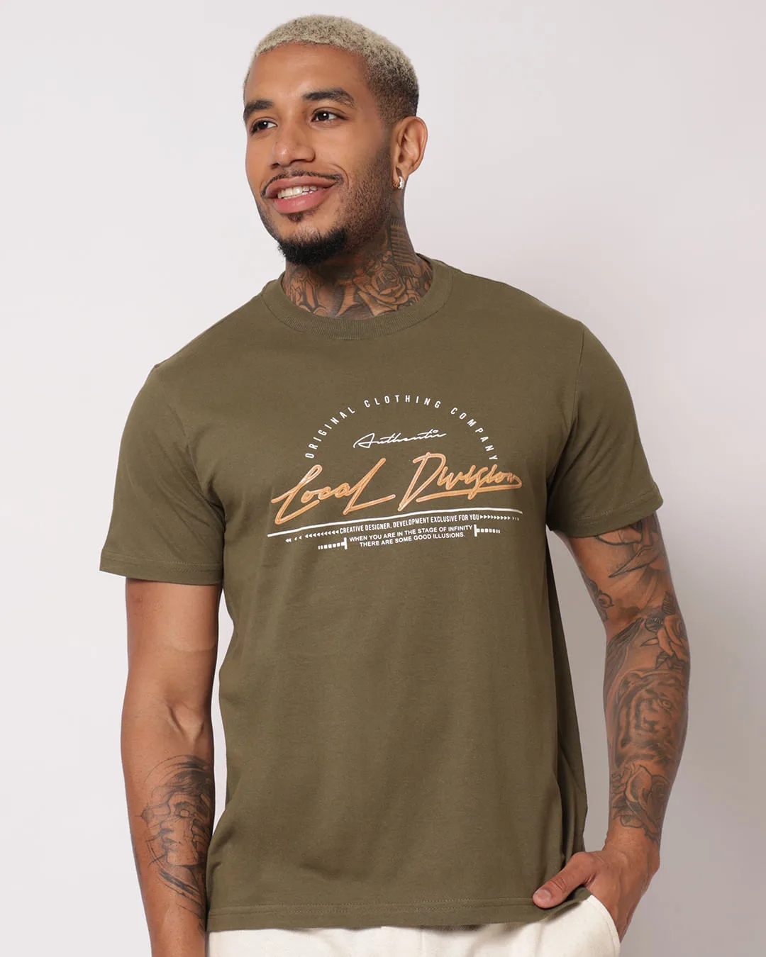 Camiseta Masculina Algodão Estampa Escrita Manga Curta Verde