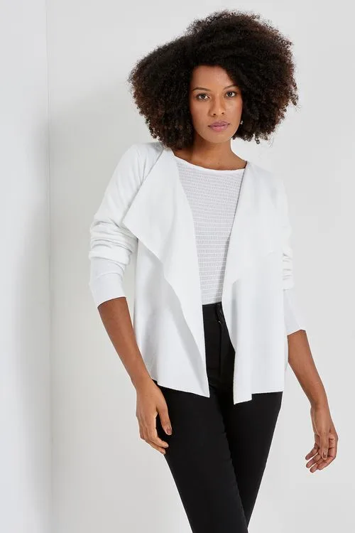 Cardigã Feminino Off White Gola Drapê