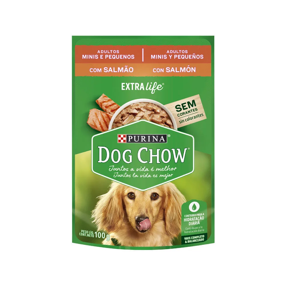 Ração Úmida Dog Chow Cães Adultos Mini e Pequenos Salmão