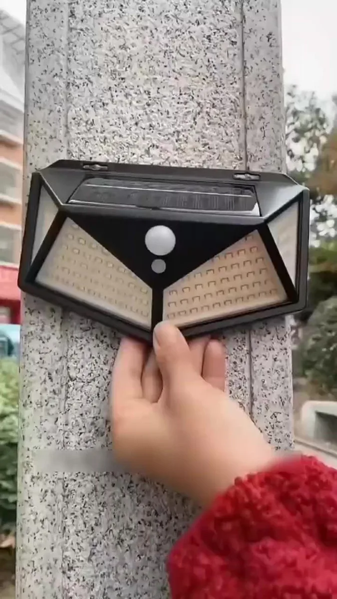 Kit 5 Luminária Solar 100 Led Com Sensor Jardim Prova Dágua