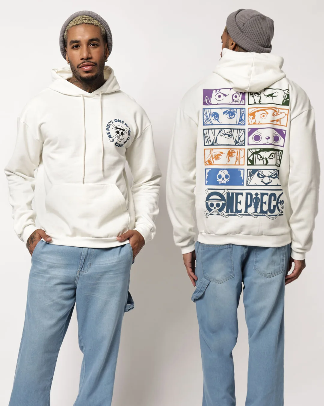 Blusão Moletom Masculino One Piece com Capuz Off White