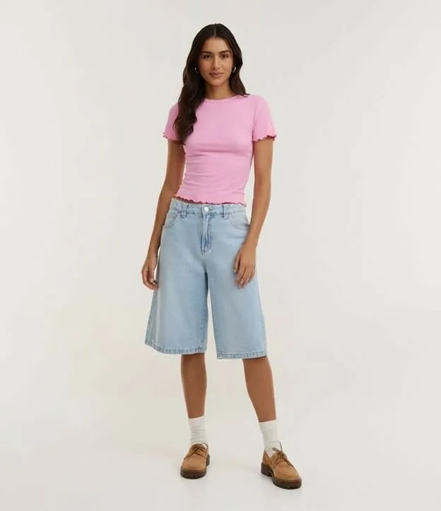Blusa Manga Curta com Gola Redonda