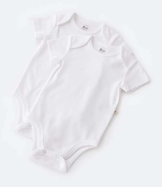 Kit 02 Bodies Básicos em Suedine com Gola Americana - Tam RN a 18 meses