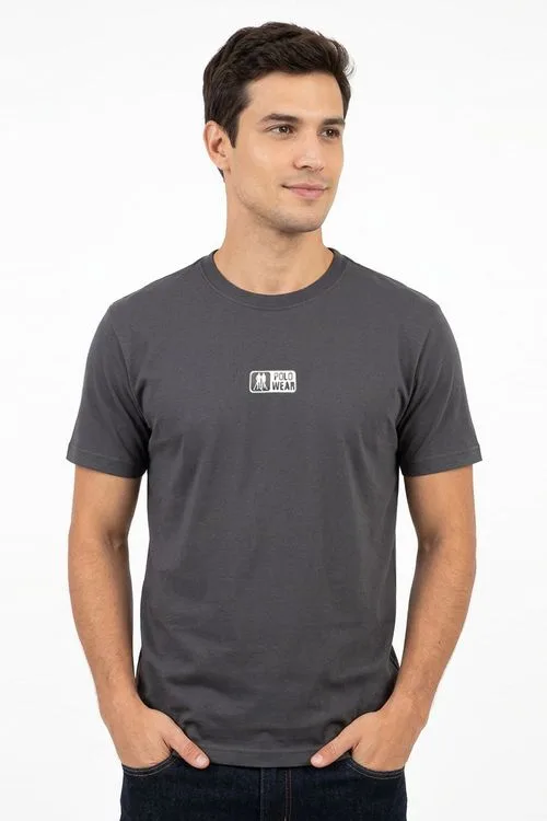 Camiseta Básica Gola Alta Polo Wear Cinza Escuro
