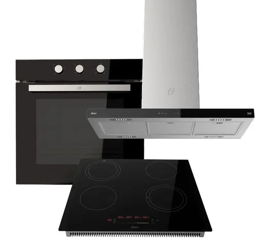 Kit Cooktop 4 Bocas - Forno de Embutir 77L - Coifa Ilha 90cm Oster - 220V
