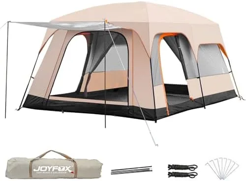 Barraca Camping Família Acampamento 8 10 Pessoas com Grande Varanda, 2 Quartos 1 Sala de Estar, Tenda Família à Prova D'água