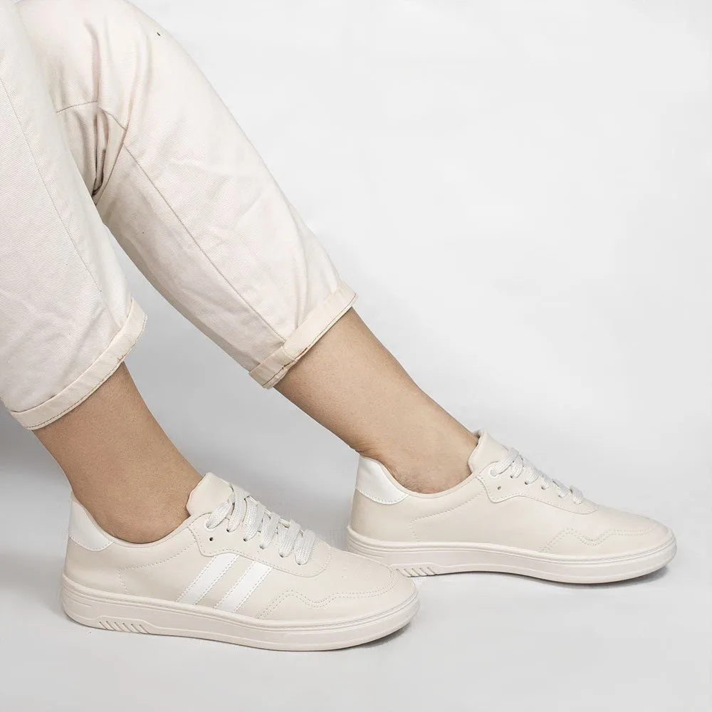 Tenis Zatta Duas Listras Jaqueline Creme Bege