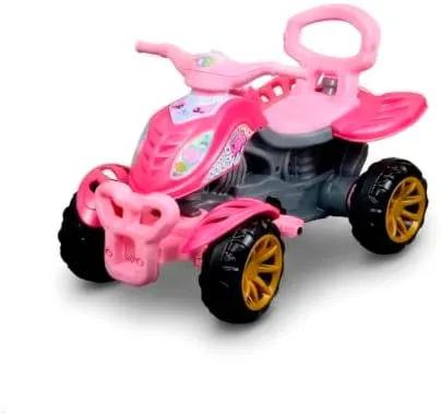 Quadriciclo Carrinho de passeio infantil Gatinha Star Empurrador Pedal e Buzina