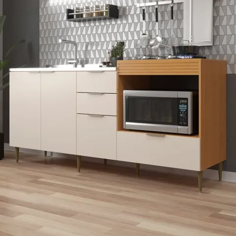 Balcão de Pia Cooktop 190cm 4 Portas 2 Gaveta Alice Yescasa