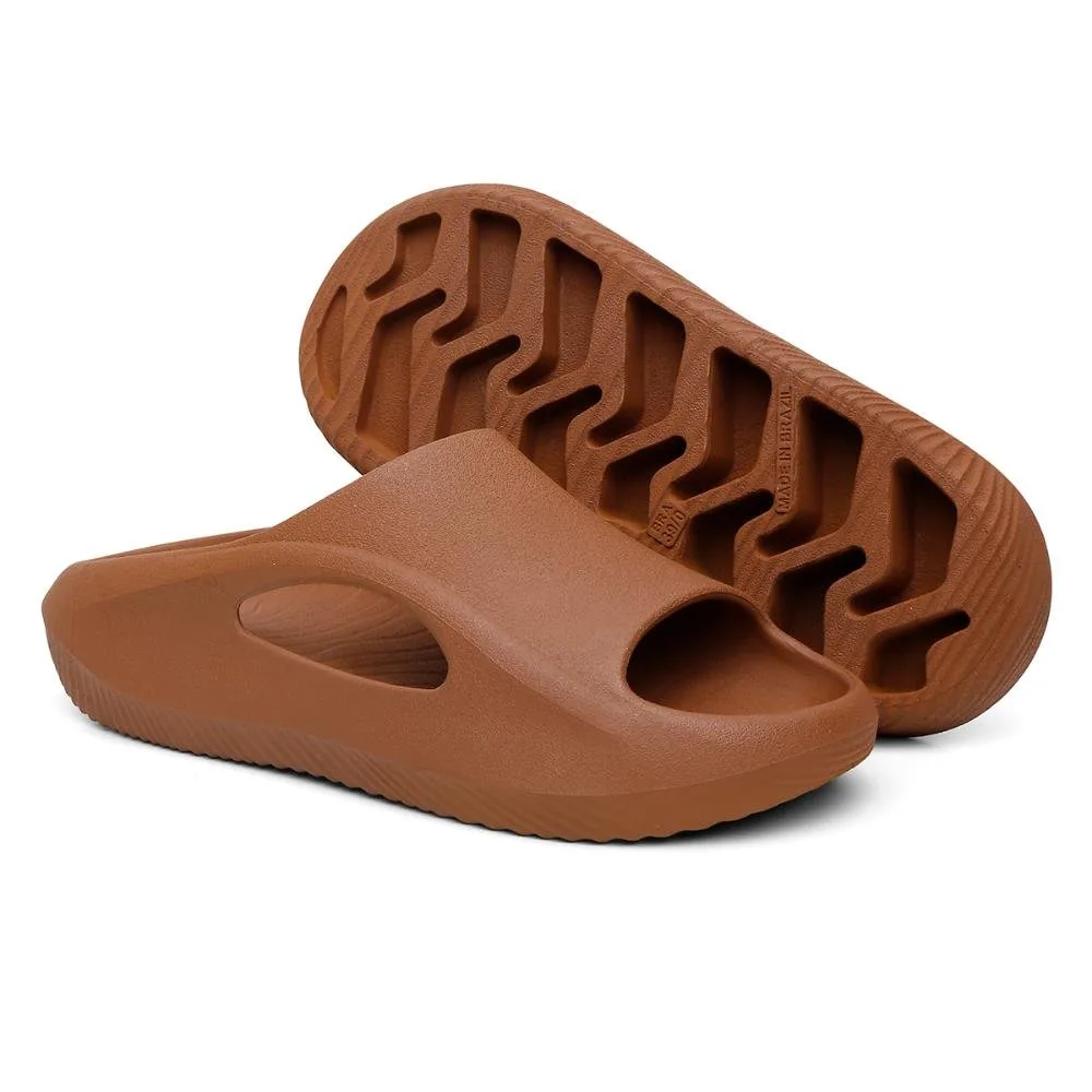 Chinelo Slide Masculino Anatomido Confortável Moderno Caramelo