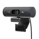 Webcam Full HD Logitech Brio 500 com Microfones Duplos com Redução de Ruídos, Proteção de Privacidade e Correção de Luz - Grafite CX 1 UN