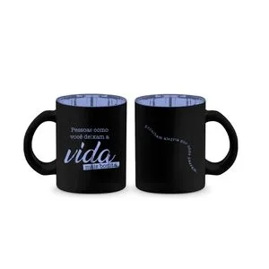 Caneca de Vidro Diamond Metalix Vida Mais Bonita 300ml 15149 - Brasfoot