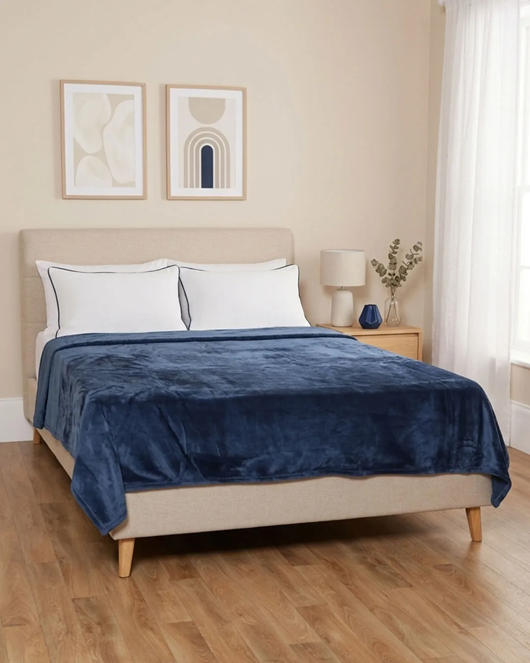 Manta Flannel Fleece Casal Plumagem Marinho